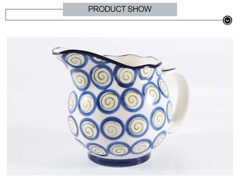 Cute Circle Pattern Pointed Mouth Ceramic Milk Jug With Handle Buy