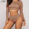 long sleeves UPF50+ rash guard Flora high waist custom digital printed plus size bikini swim wear