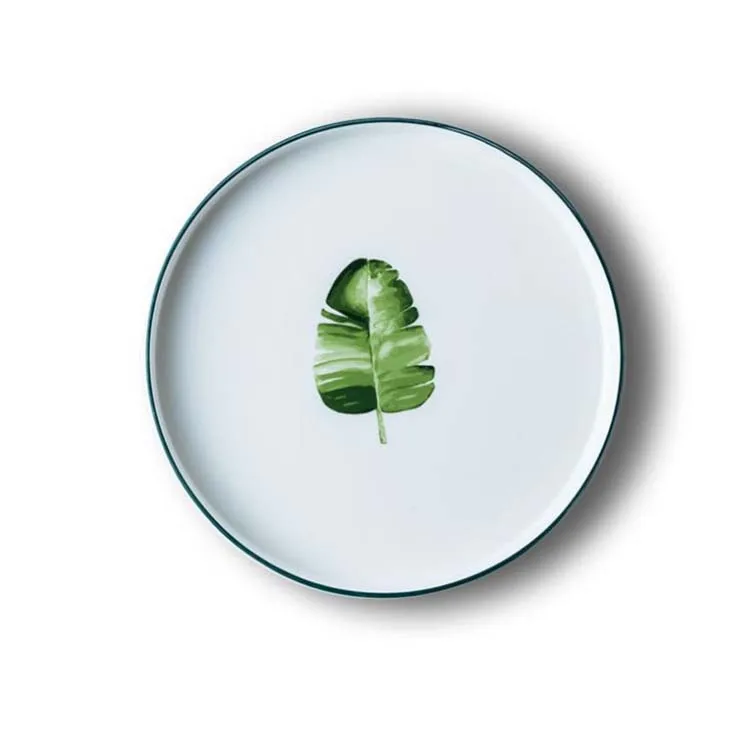

Hot Selling Colorful Restaurant Palm leaf Bone China Plates