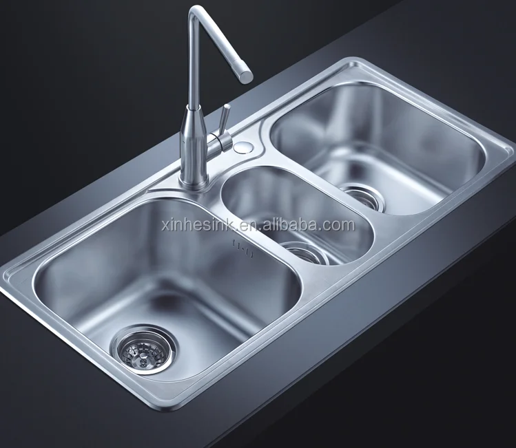 Topmounted Stainless Steel Sus 304 Triple Bowl Kitchen Sink Buy Cupc Stainless Steel Kitchen Wash Basin Sus 304 Stainless Steel