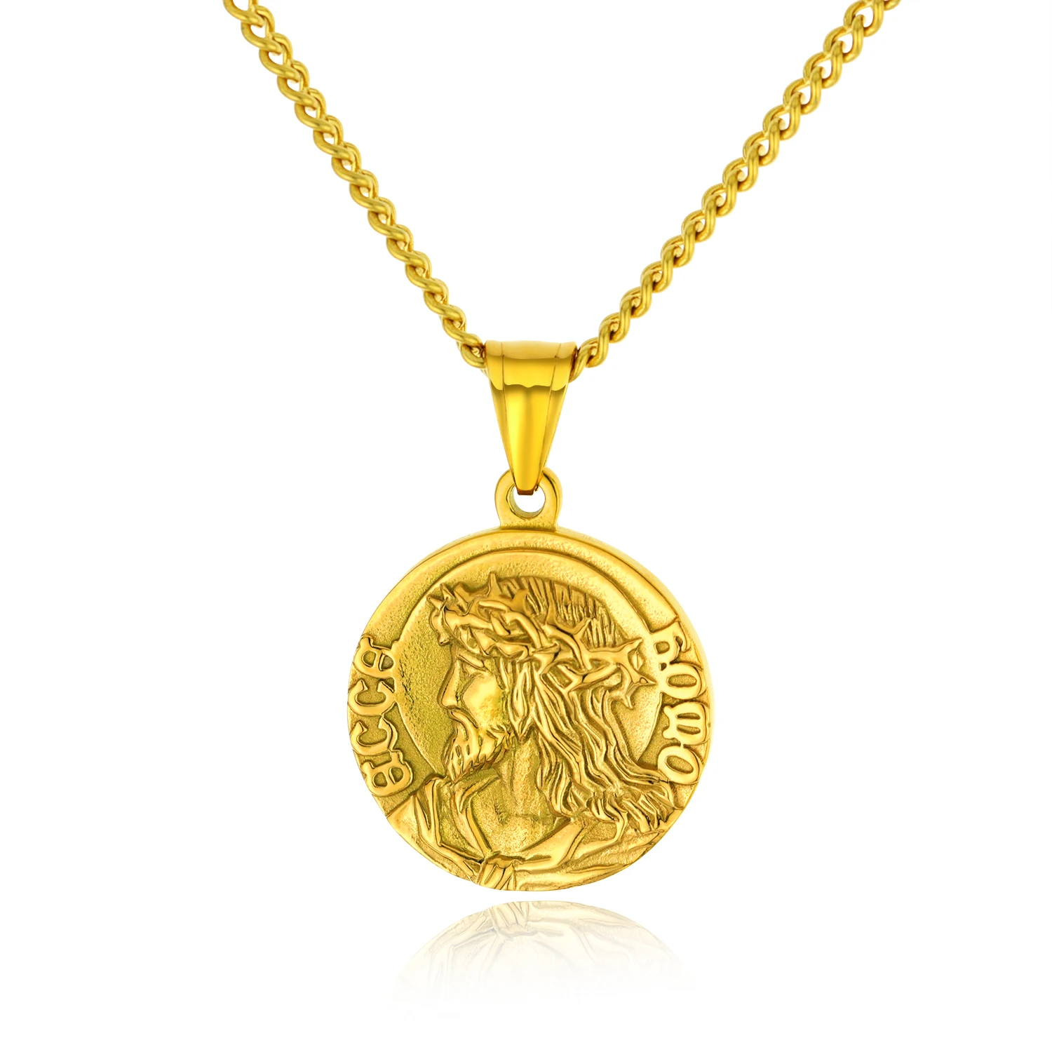 

2019 vintage coin jesus god custom picture old fashioned necklaces, Steel color/golden