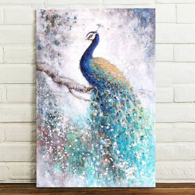 Ebay Amazon Wish Hot Peacock Painting Abstract Modern Canvas Simulation Oil painting For Living Room Hotel No Frame