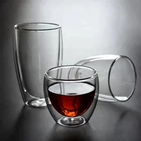 

Double Wall Glass 250ml Coffee Cup With LOGO Glass Double Wall Tea Cup Unbreakable Tea Cup Set