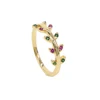 color cz 2019 spring new cz leaf engagement band ring for women fashion simple jewelry