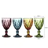 The best selling Retro Colored diamond Glass Champagne goblets /Tulip shape glass cup with stem