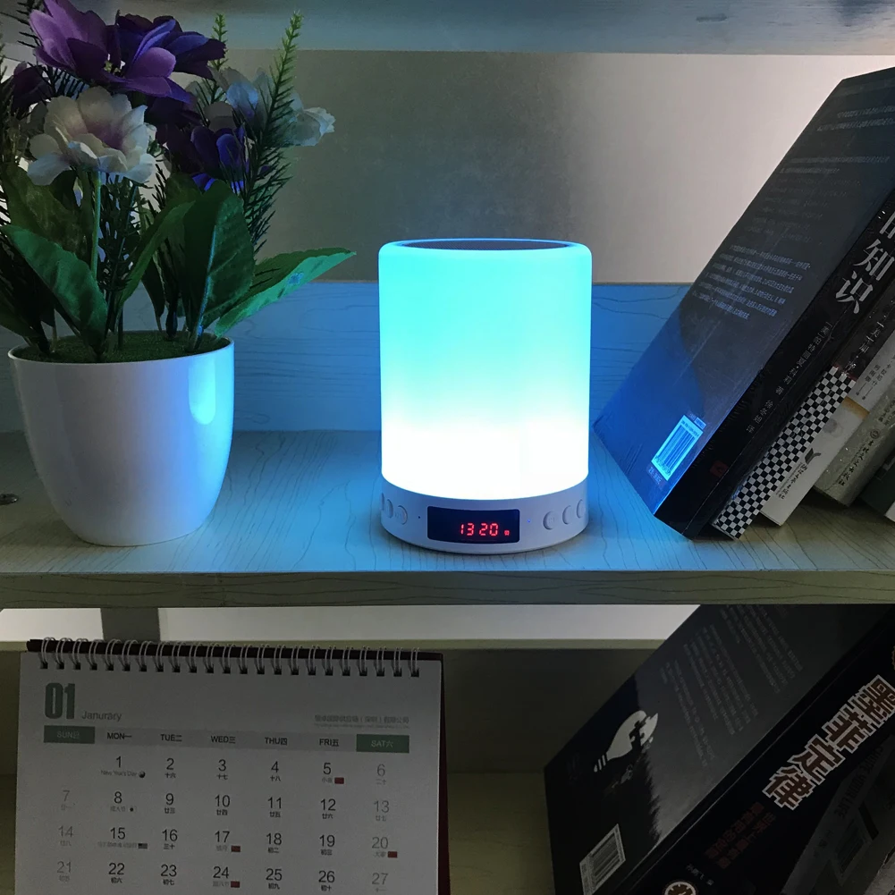 LED light bulb bluetooth speaker multicolor smart lamp mini speaker portable Loudspeaker night light FM radio clock display - ANKUX.COM