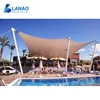 Swimming pool sun shelter tensile membrane design