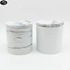 Water proof Cement candle holder with marble lid customized white cement candle jar