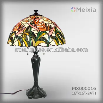 Mx000016 Paradise Bird Flower Tiffany Style Stained Glass Lamp