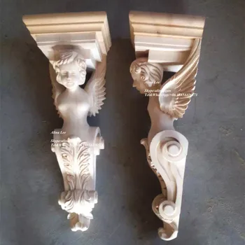 Decorative Millwork Hand Carved Wood Angel Corbel Floral Solid