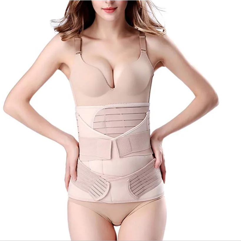 

Abdominal Binder Waist Shaper Tummy Slimming Belt 3 In 1 Postpartum Trainer Wrap Belt for Women, Beige, black