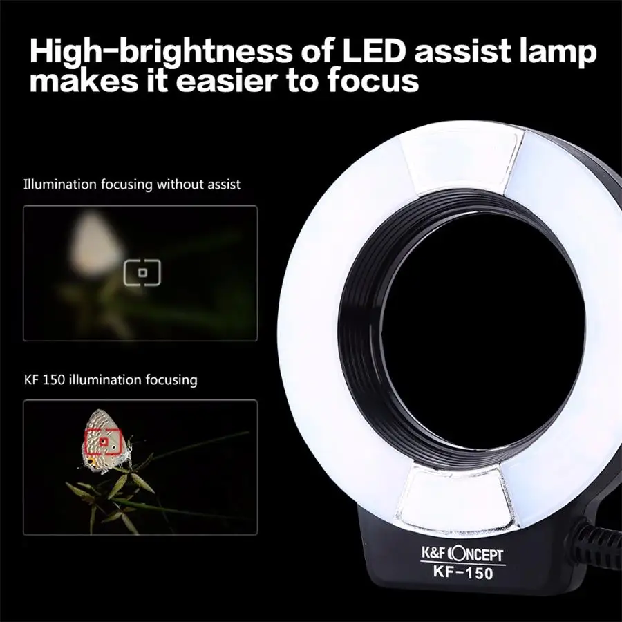 K&f Concept Kf150 Ttl Gn14 Highspeed Sync Two Flash Tubes Circle Ring Flash Light Speedlite