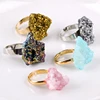 Yase the American and European pop shinning ring semi-precious druzy agate fashion jewelry ring for women crystal cluster ring
