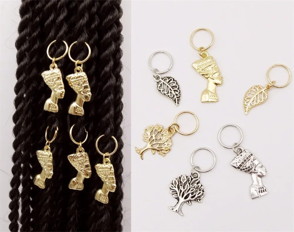 

Wholesale Antique Egyptian Silver Gold Hair Jewelry Rings Hair Clip Rings Decorations Braid Hair Loop Braid Accessories, Gold , silver