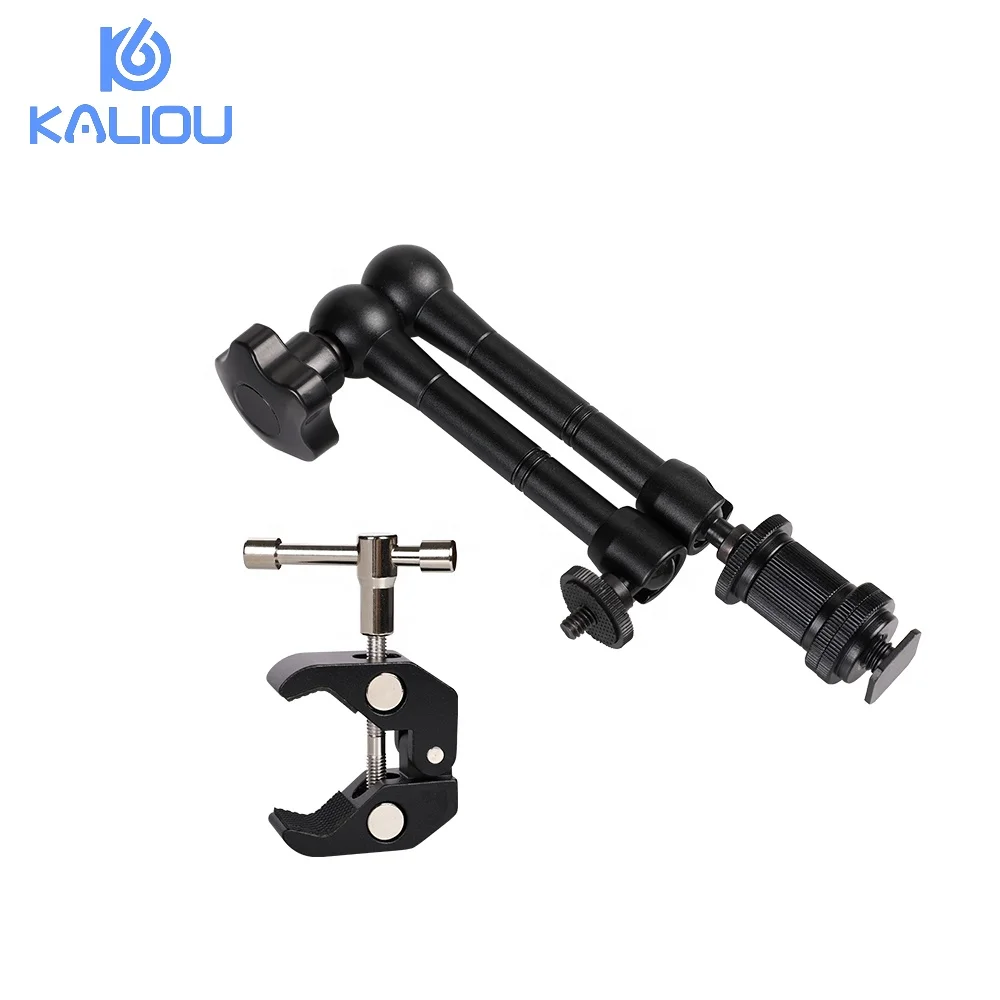 

Kaliou Adjustable Articulating 11 Inch Magic Arm + Large Crab Clamp Super Clamp For Camcorder LCD Monitor LED Light DSLR Camera, Black