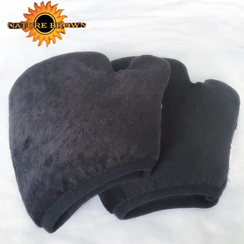 
Professional hot selling velvet back tanning mitts black 