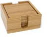 Bamboo Coasters 6 Pack with Bamboo Holder Eco-Friendly 100% Natural Wood Coaster