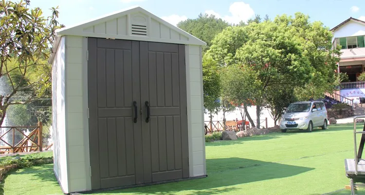 Kinying brand design PVC waterproof plastic bike storage flat pack garden sheds