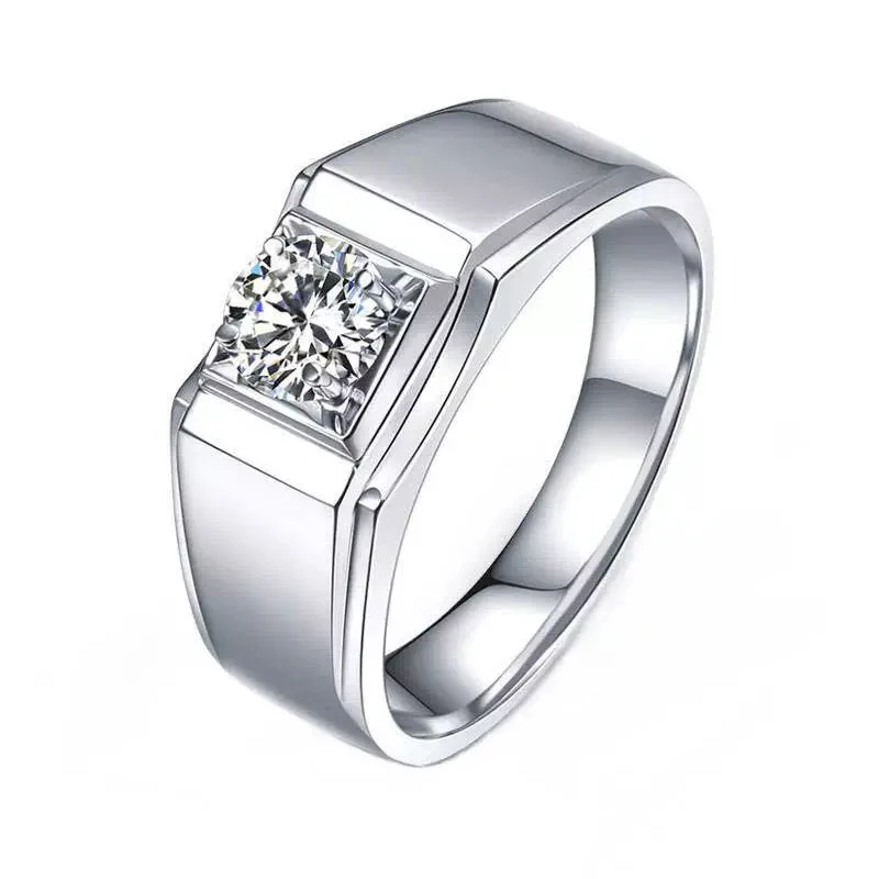 

14k white gold 3 carat VVS moissanite diamond wedding ring for men, White/rose/yellow gold