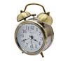 Vintage Quartz Type Golden Color Metal Case Twin Bell Table Alarm Clock