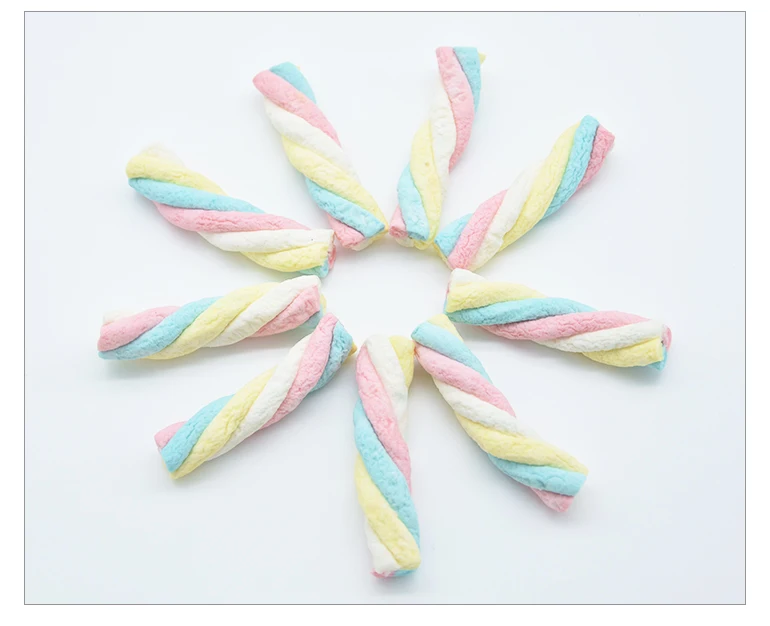 Halal Colored Rainbow Twist Marshmallow Rope Fruity Twisted Cotton