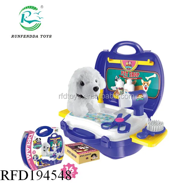 Durable Kids Pet Grooming Kit,With Puppy Doll,Hair Dryer,Shampoo,Toy