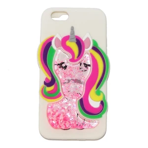 3D Cartoon Unicorn Liquid Glitter iPhone Case