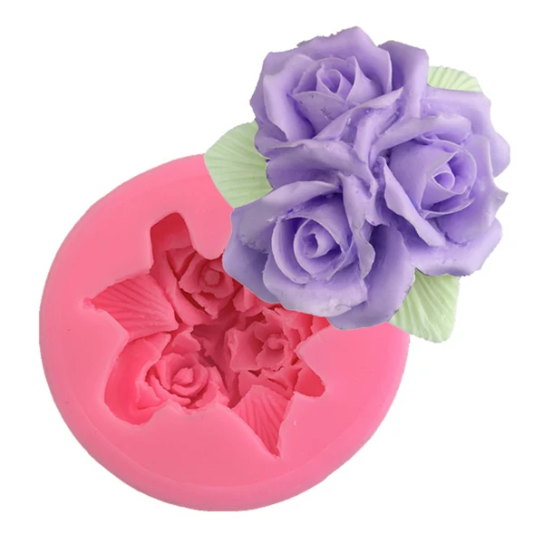 

3D 3 rose mold DIY handmade silicone mold for cake decoration, Stock or customized