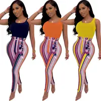 

FM-6222 Striped Bandage Rompers Womens Jumpsuit Summer Overalls Ladies One Piece Jumpsuit