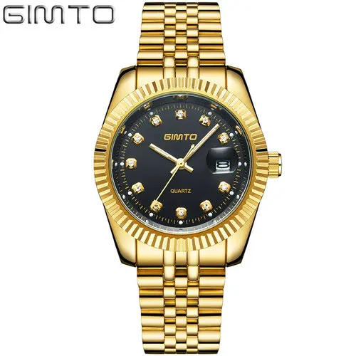

GIMTO GM211 Luxury Brand Stainless Steel Gold Quartz Watch Men Reloj Hombre Clock Analog Date Waterproof Watch, 4 color for you choose