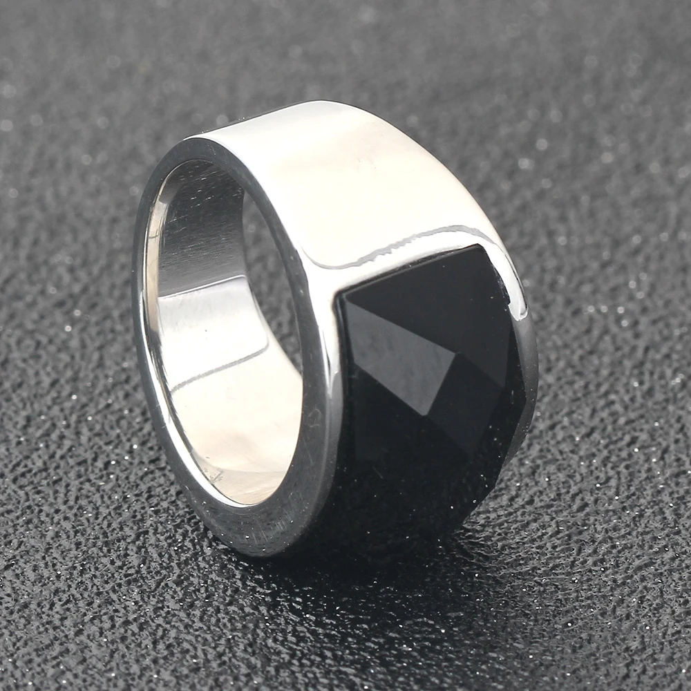35pcs Wholesale Lots Mens Mixed Rectangle Glass Rings Black Plated Alloy Jewelry 