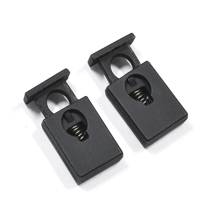 

Metal zinc alloy spring drawstring adjustable toggle draw cord stopper, Matt black