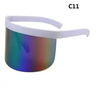

WIIPU 3.7inch H Vintage Extra Oversize Shield Visor Sunglasses Women Flat Top Mask Mirrored Shades Men Windproof Eyewear Gafas