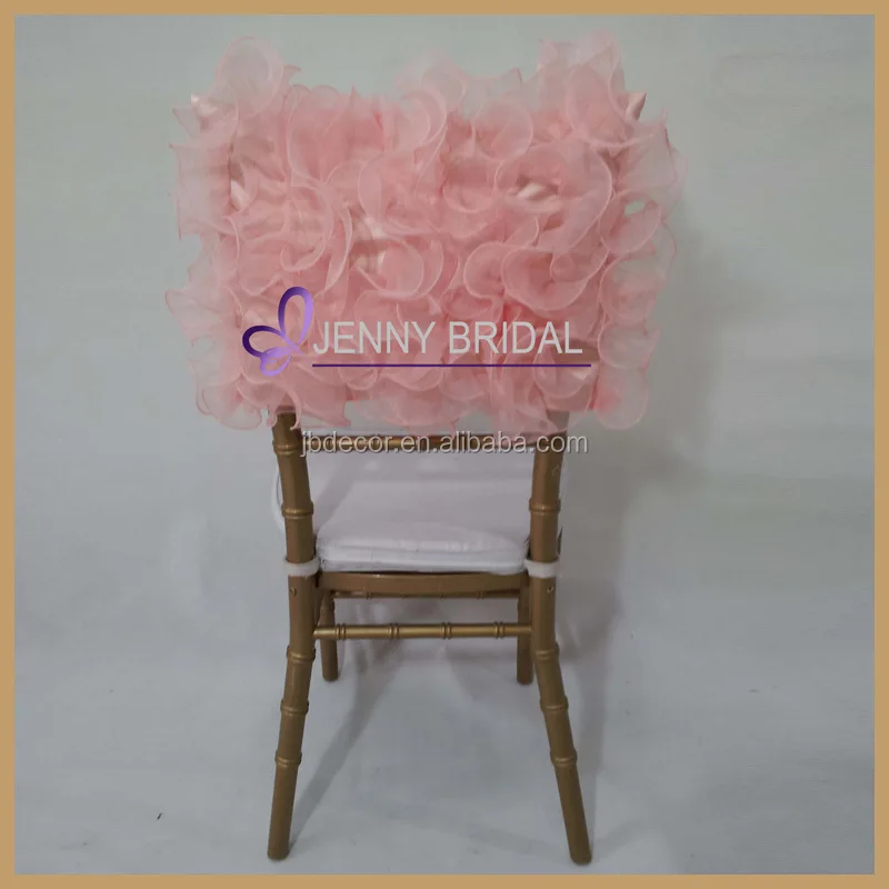 C005r Popular Style Crooked Pink Organza Decorative Chair Covers
