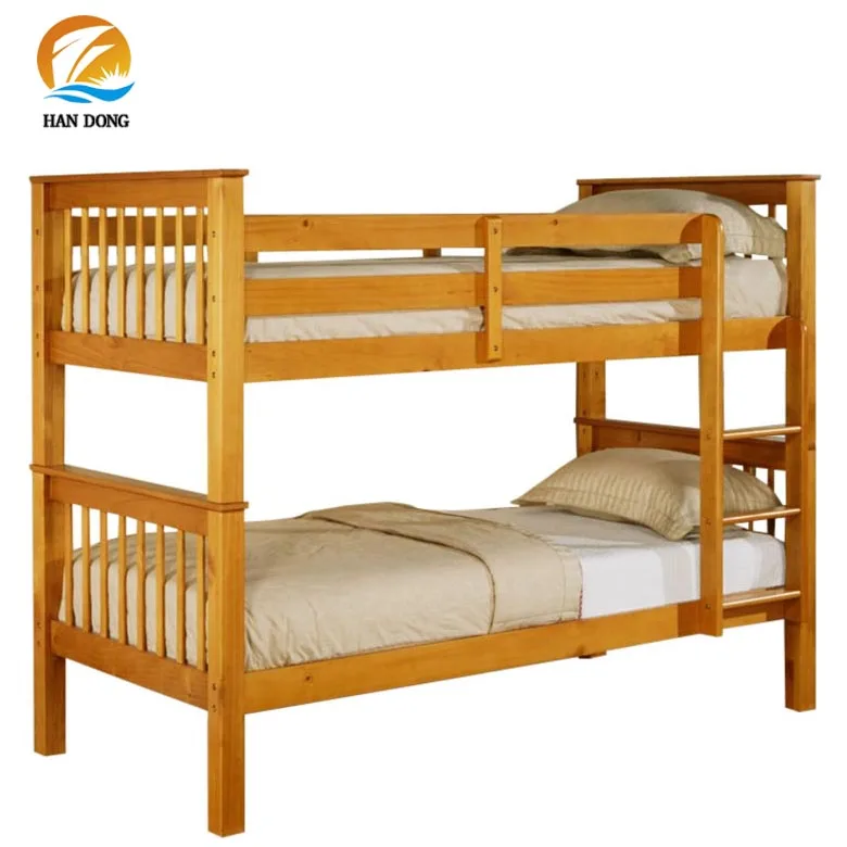 wooden double bunk bed