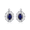 Created Blue Sapphire Clip On Earrings 925 Sterling Silver Unique Design Earrings Jewelry Statement From JewelryPalace