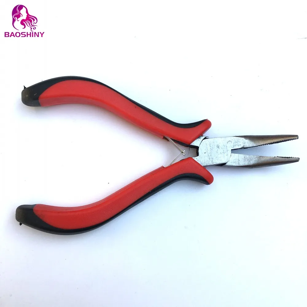 

Red & Black Curve Hair Pliers Remove micro ring hair plier Plier For Hair Extensions, Wood/silver