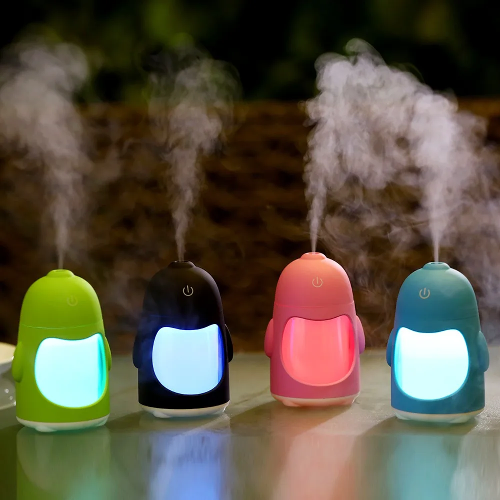 Penguin Mini Usb Car Air Humidifier Parts Seven Color Lamp For