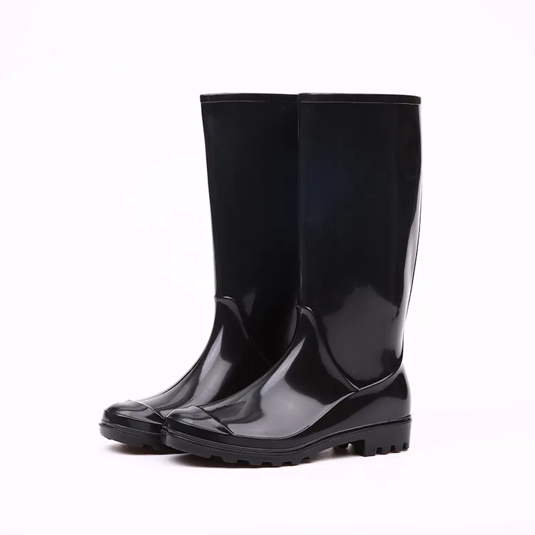 short black shiny rain boots