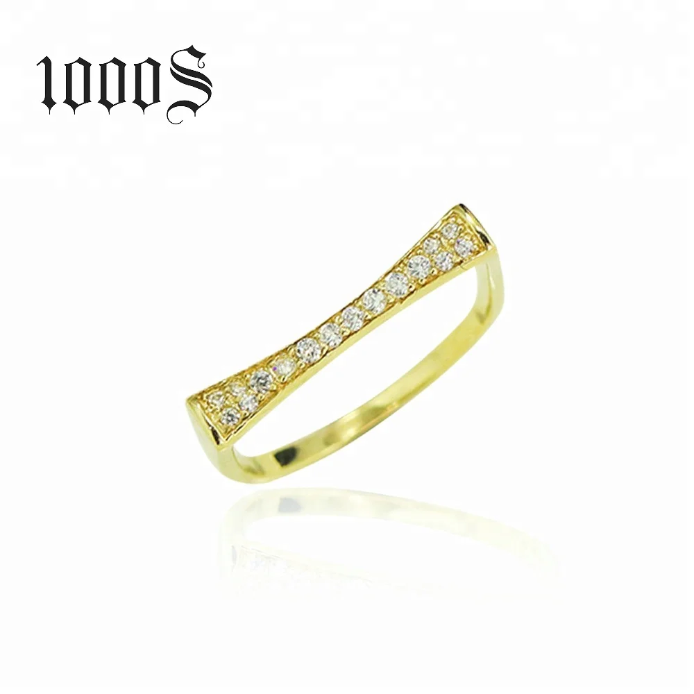 Wholesale simple design 9K real yellow gold women ring fashion style