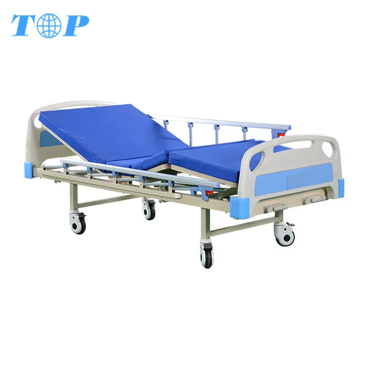 Topm1018 Factory Price Movable 2 Cranks Manual Folding Hospital Bed,Patient Bed,Medical Bed