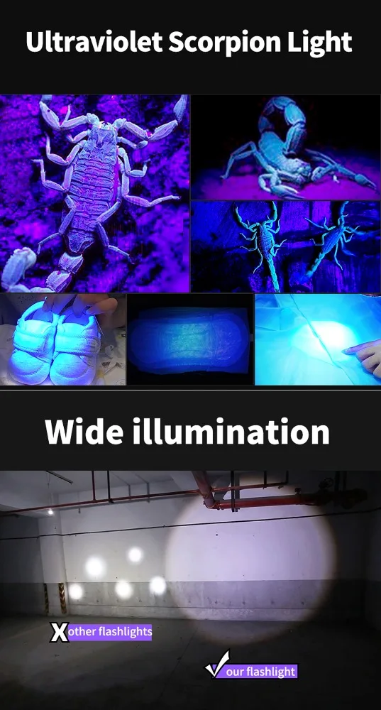 
Two LED Scorpion Lamp 365nm UV Torch Led Rechargeable Flashlight 