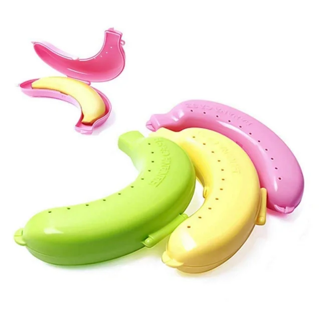 

Banana Case, Different Colors Banana Holder Outdoor Travel Cute Banana Protector Storage Box, Yellow green pink
