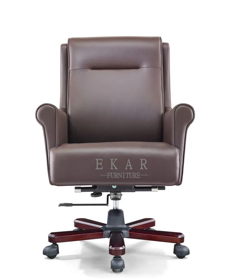 Luxury Leather High Back Office Chair Reddish Brown Executive Chair supplier