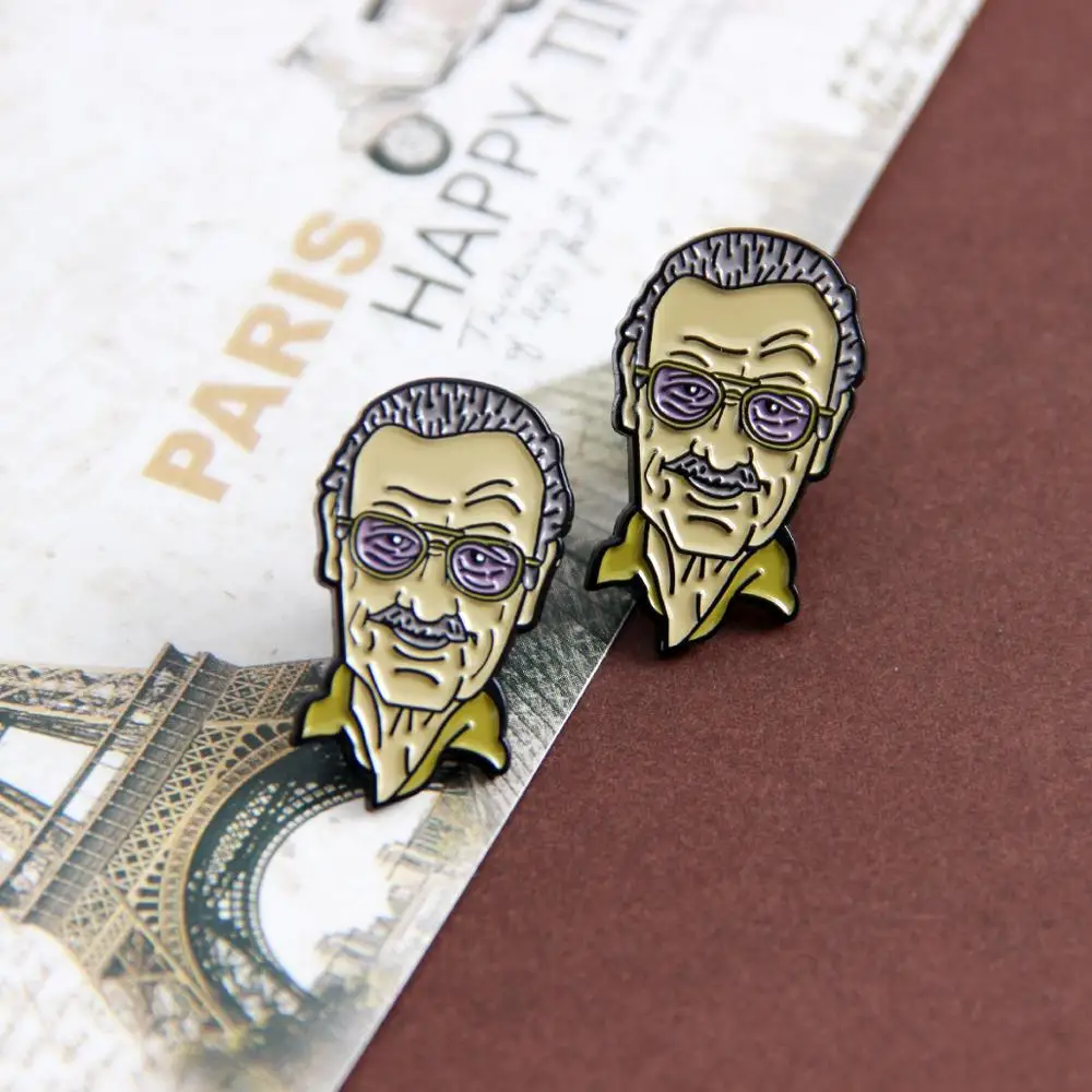 

The Man Behind Marvel Stan Lee Enamel Alloy Brooch