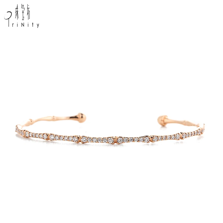 Online Sale 18k Gold Diamond Jewelry Beautiful Bangle For Women Girls