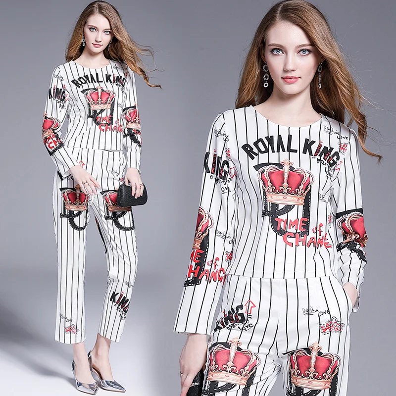 

Round neck to leisure pants women autumn long sleeves fashion two-piece Suit