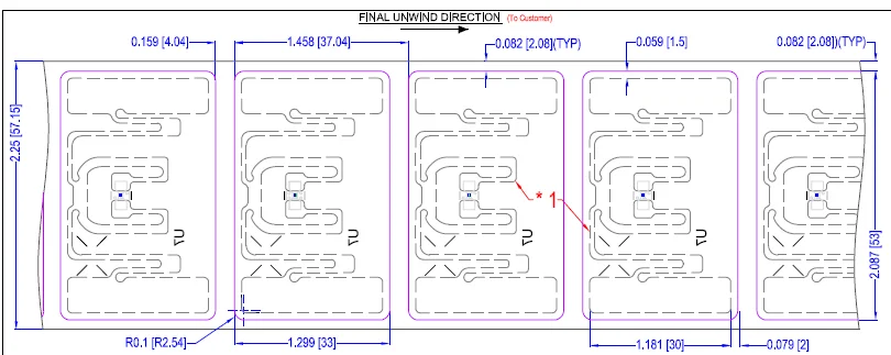 RFID UHF 860-960MHZ Ucode 7 Chip Dry inlay tag