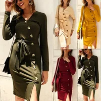 

Women Dress 2019 Knitted Midi Dress Autumn Winter Ladies Sexy Sweater Long Sleeve Dress Coldker