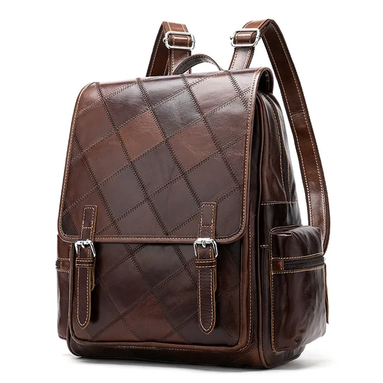 

Instock Amazon Hot Selling Vintage Trendy Fashion Girls 1038 Waterproof Genuine Cowhide Leather Backpack For Women, Coffee